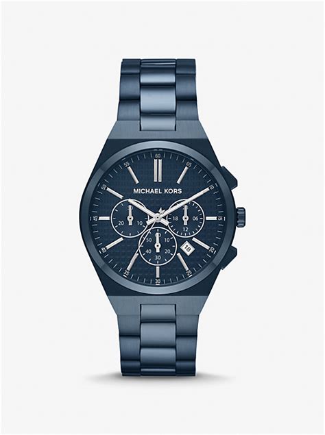 michael kors mk-4016 leather metal band watch|Oversized Lennox Blue.